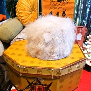 Vintage Feather Pillbox Hat And Vintage Hat Box